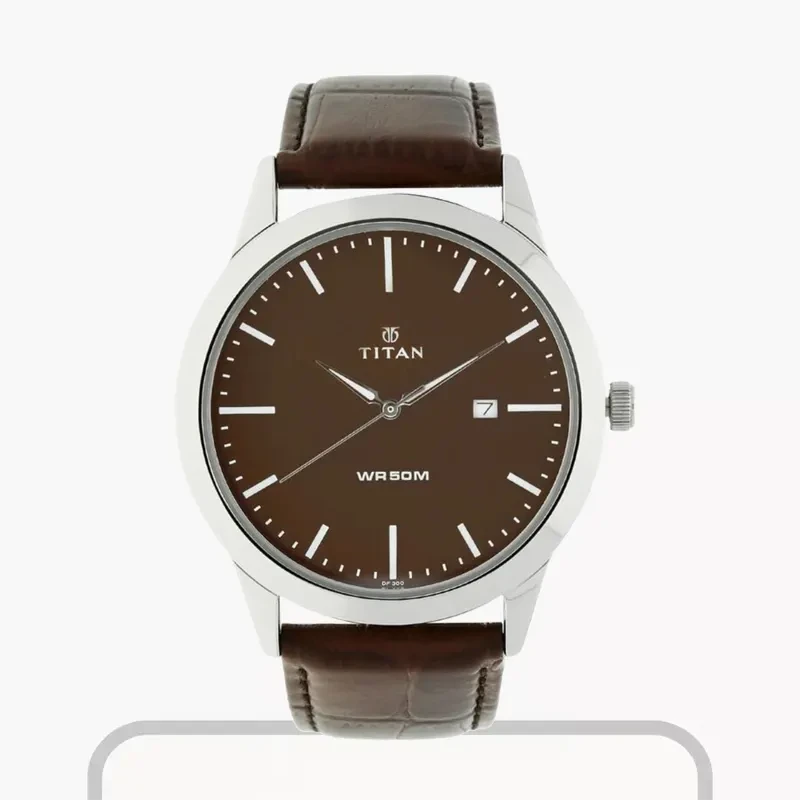 Titan Workwear Leather Strap Men's Watch- 1584SL04